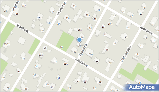 Łomianki, Żywiczna, 28, mapa Łomianki
