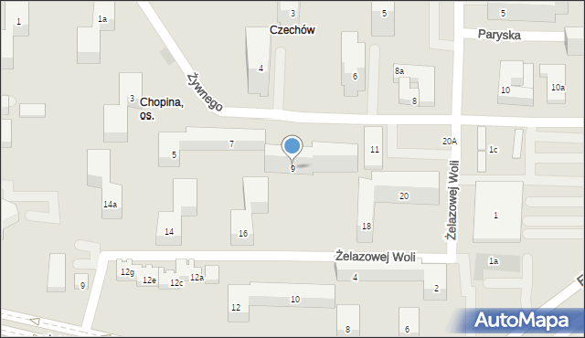 Lublin, Żywnego Wojciecha, 9, mapa Lublina