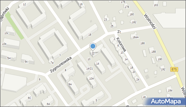 Mielec, Zygmuntowska, 12, mapa Mielca