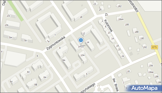 Mielec, Zygmuntowska, 14/21, mapa Mielca