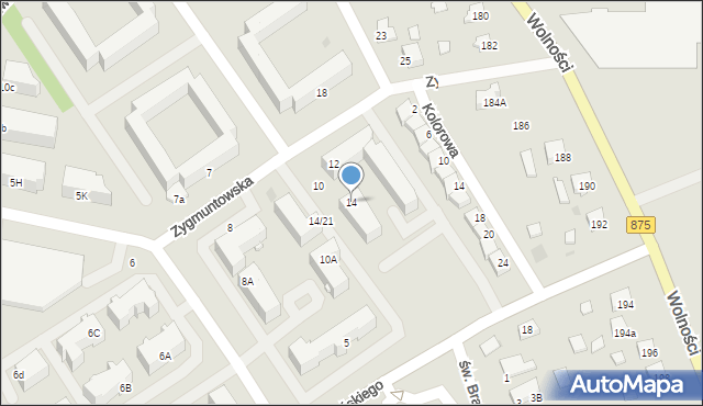 Mielec, Zygmuntowska, 14, mapa Mielca