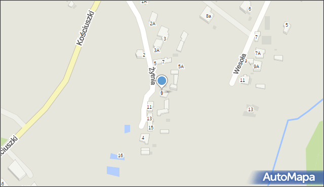 Myszków, Żytnia, 9, mapa Myszków