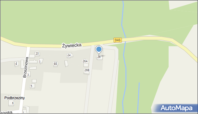 Okrajnik, Żywiecka, 28, mapa Okrajnik