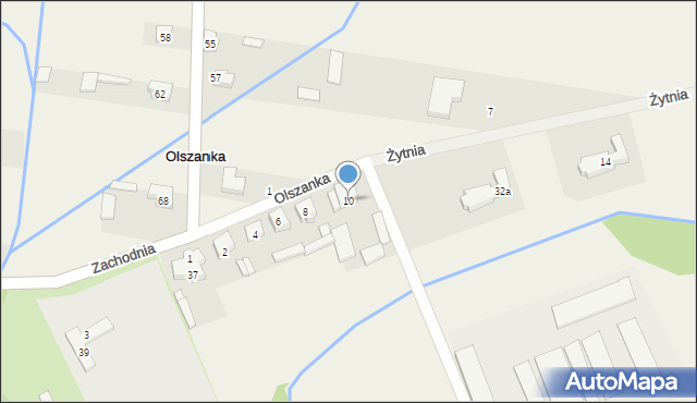 Olszanka, Żytnia, 10, mapa Olszanka