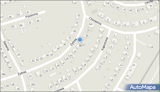 Olsztyn, Żytnia, 39, mapa Olsztyna