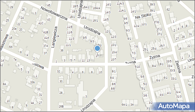 Radom, Żyzna, 17, mapa Radomia