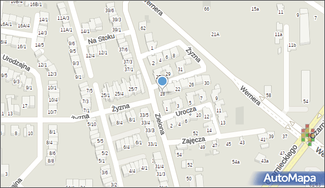 Radom, Żyzna, 18, mapa Radomia