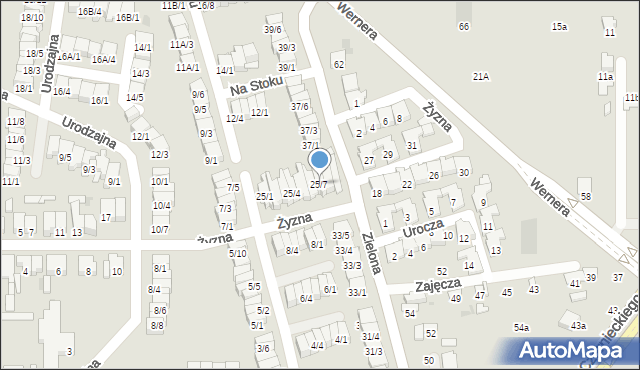 Radom, Żyzna, 25/7, mapa Radomia