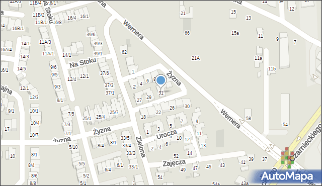 Radom, Żyzna, 31, mapa Radomia