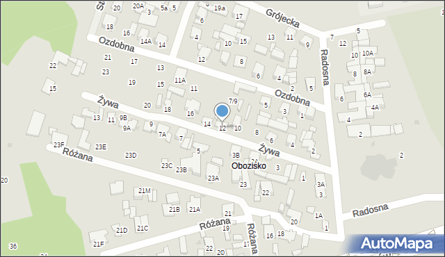 Radom, Żywa, 12, mapa Radomia