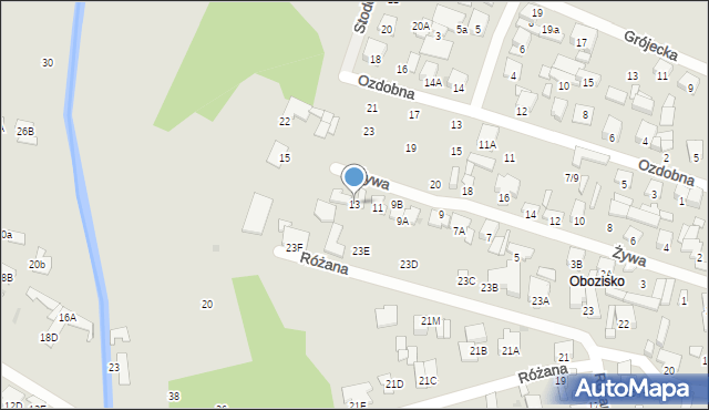 Radom, Żywa, 13, mapa Radomia