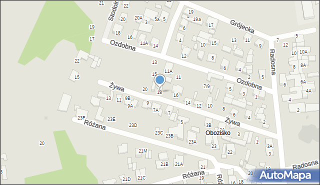 Radom, Żywa, 18, mapa Radomia