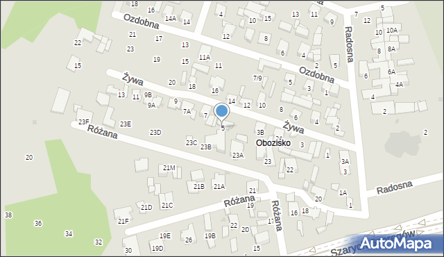 Radom, Żywa, 5, mapa Radomia