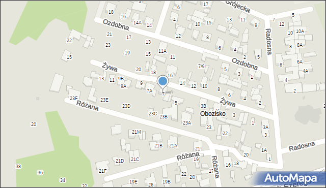 Radom, Żywa, 7, mapa Radomia