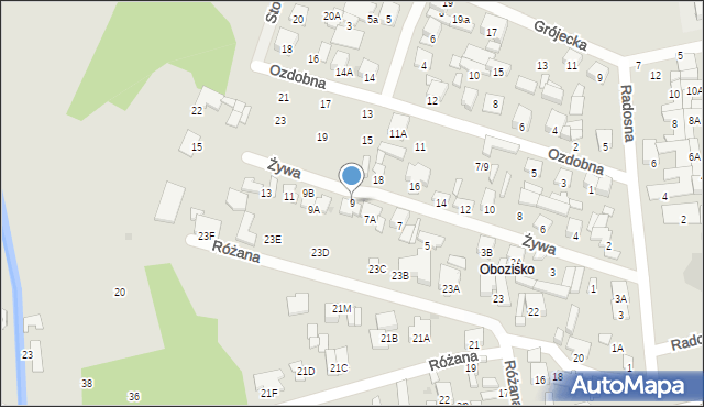Radom, Żywa, 9, mapa Radomia
