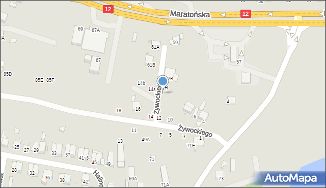 Radom, Żywockiego Zygmunta, 12a, mapa Radomia