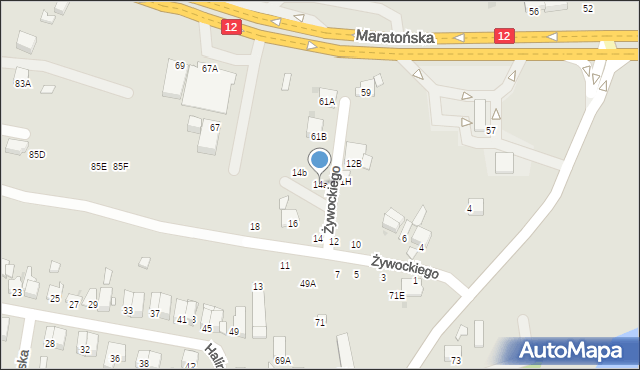 Radom, Żywockiego Zygmunta, 14a, mapa Radomia