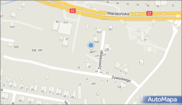 Radom, Żywockiego Zygmunta, 14b, mapa Radomia