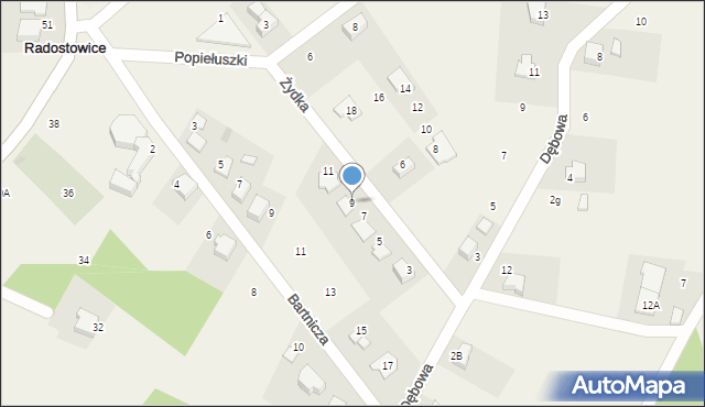 Radostowice, Żydka, ks., 9, mapa Radostowice