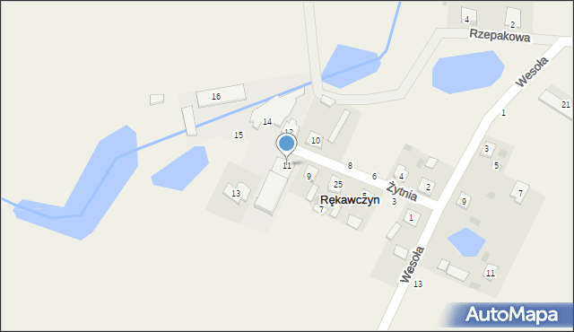 Rękawczyn, Żytnia, 11, mapa Rękawczyn