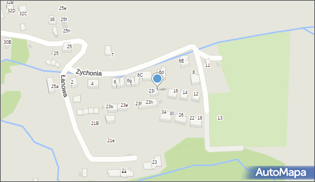 Skawina, Żychonia Jana, mjr., 23m, mapa Skawina