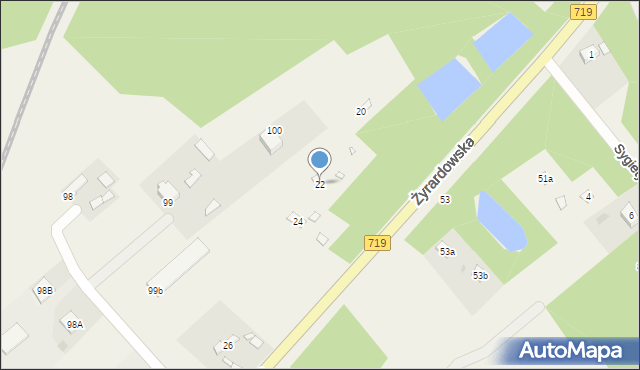 Stare Budy, Żyrardowska, 22, mapa Stare Budy