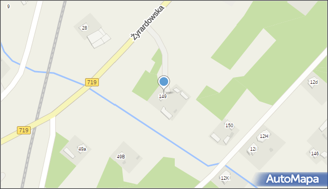 Stare Budy, Żyrardowska, 49, mapa Stare Budy