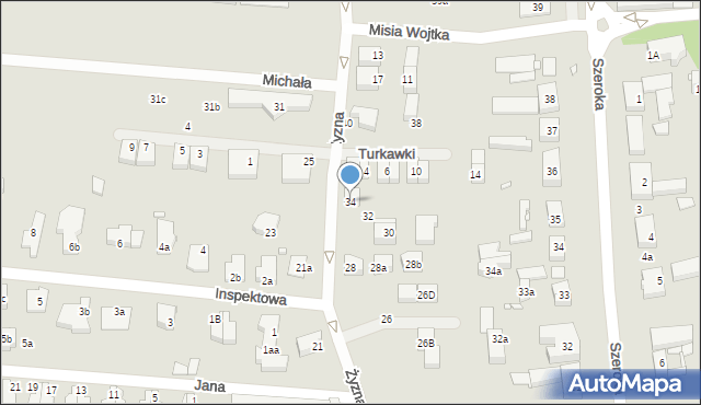 Szczecin, Żyzna, 34, mapa Szczecina