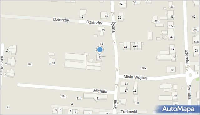 Szczecin, Żyzna, 41, mapa Szczecina