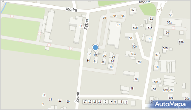 Szczecin, Żyzna, 86, mapa Szczecina