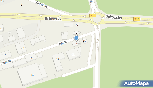 Wysogotowo, Żytnia, 1, mapa Wysogotowo