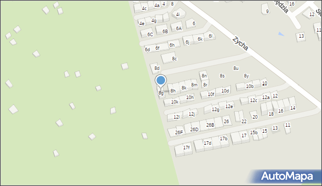 Ząbki, Zycha Sylwestra, ks., 8g, mapa Ząbki