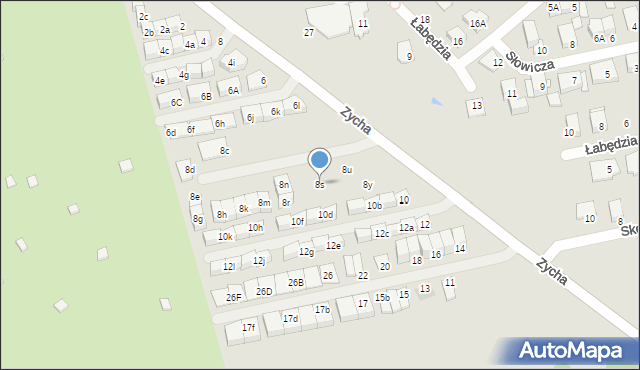 Ząbki, Zycha Sylwestra, ks., 8s, mapa Ząbki