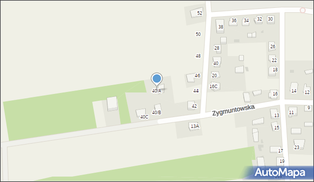 Zieluń-Osada, Zygmuntowska, 40a, mapa Zieluń-Osada