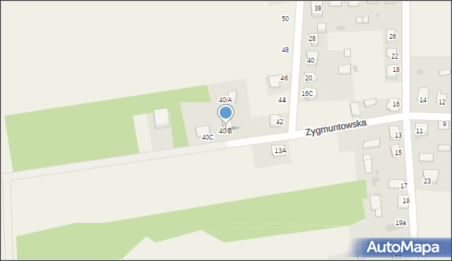 Zieluń-Osada, Zygmuntowska, 40b, mapa Zieluń-Osada