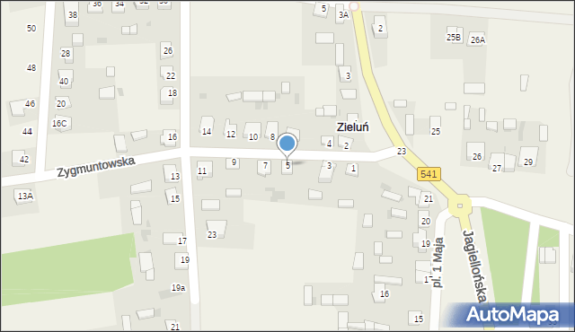 Zieluń-Osada, Zygmuntowska, 5, mapa Zieluń-Osada