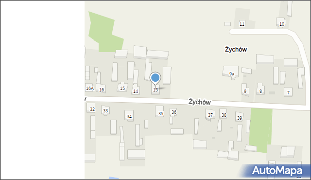 Żychów, Żychów, 13, mapa Żychów
