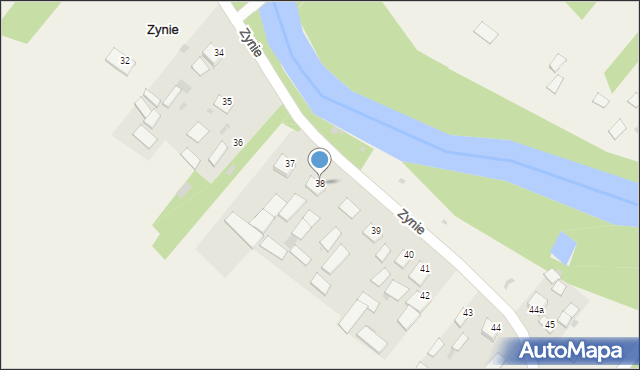 Zynie, Zynie, 38, mapa Zynie