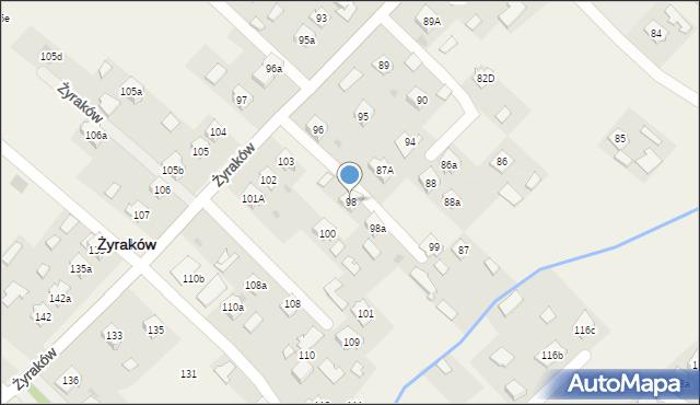 Żyraków, Żyraków, 98, mapa Żyraków