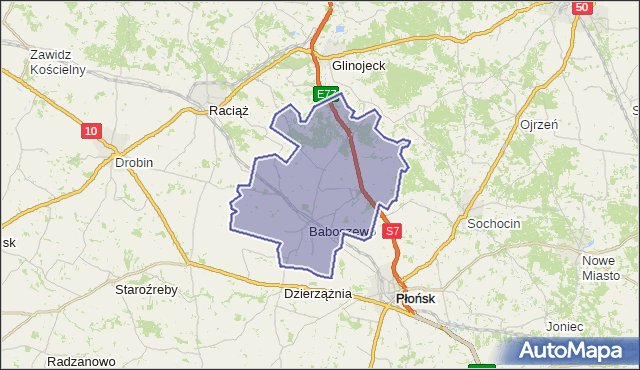 gmina Baboszewo - powiat płoński na mapie Targeo