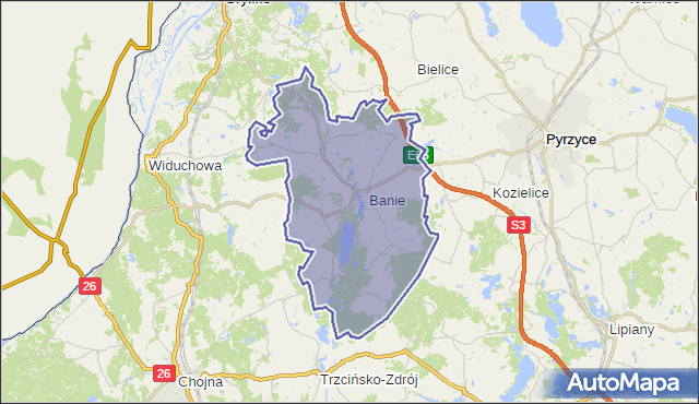 gmina Banie - powiat gryfiński na mapie Targeo