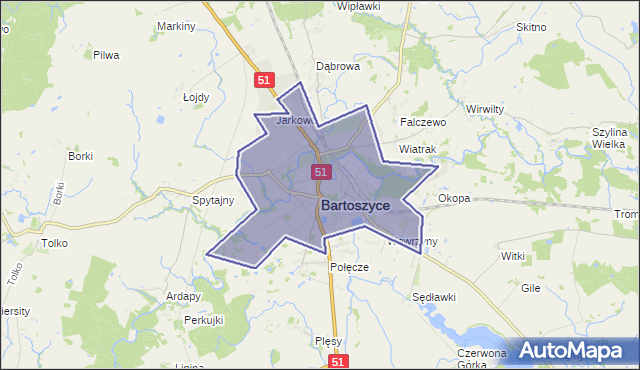 gmina Bartoszyce - powiat bartoszycki na mapie Targeo