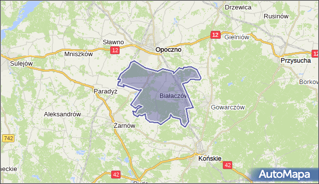 gmina Białaczów - powiat opoczyński na mapie Targeo
