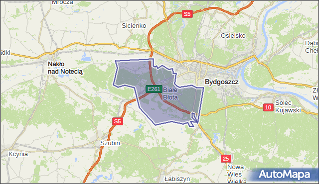 gmina Białe Błota - powiat bydgoski na mapie Targeo
