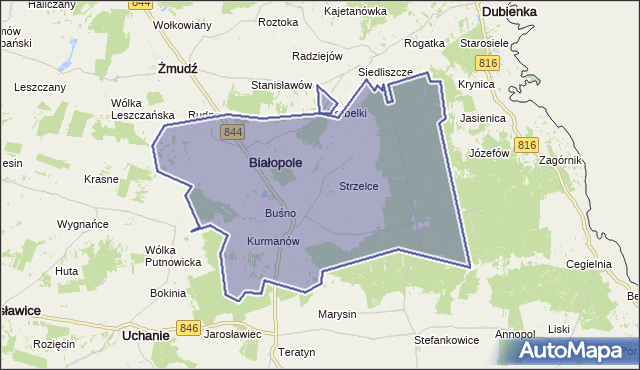 gmina Białopole - powiat chełmski na mapie Targeo