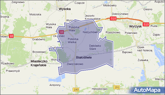 gmina Białośliwie - powiat pilski na mapie Targeo