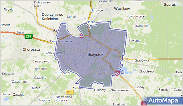gmina Białystok - powiat Białystok na mapie Targeo