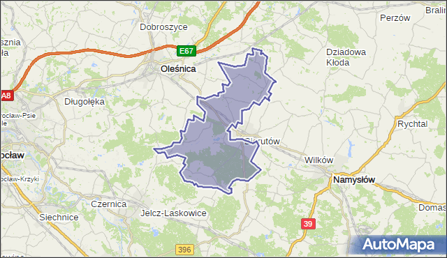 gmina Bierutów - powiat oleśnicki na mapie Targeo