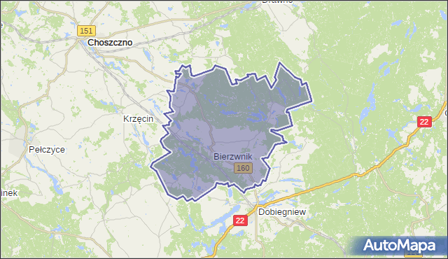 gmina Bierzwnik - powiat choszczeński na mapie Targeo