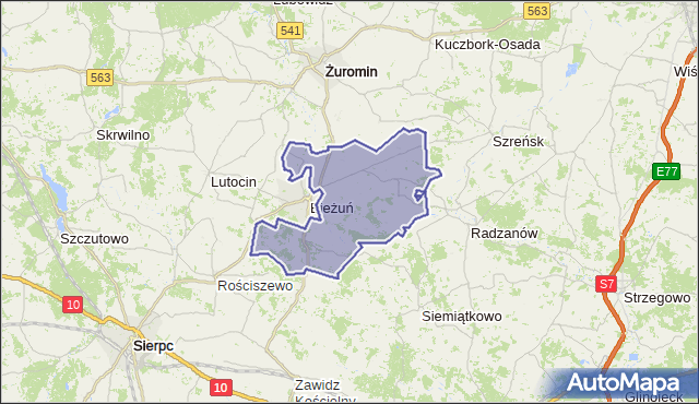 gmina Bieżuń - powiat żuromiński na mapie Targeo